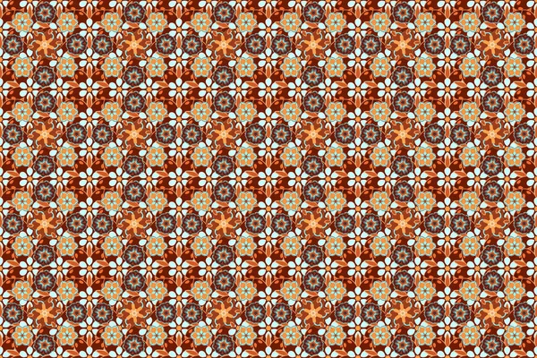 Retro Textiel Design Collectie Zijden Sjaal Met Bloeiende Bloemen Oranje — Stockfoto