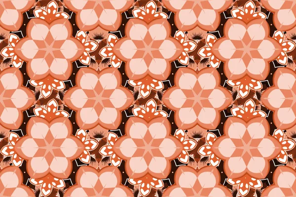 Raster Skizze Mit Buntem Ornament Nahtloses Muster Rosa Orange Und — Stockfoto