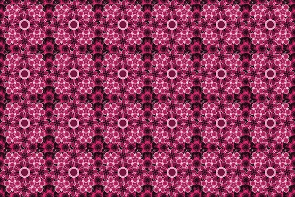 Płynny Wzór Kwiatowy Kwiatami Liśćmi Różowych Fioletowych Kolorach — Zdjęcie stockowe