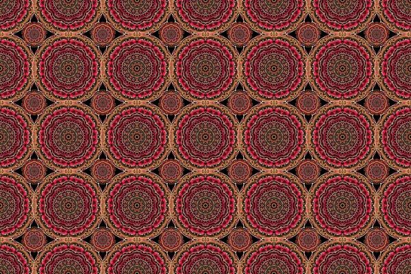 Raster Seamless Background Floral Ornament Pink Red Brown Colors Colored — Stock Photo, Image