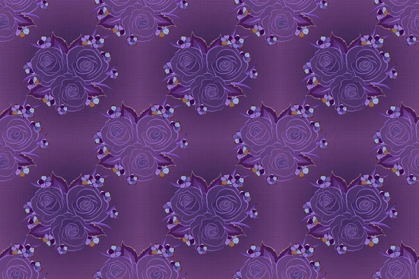 Стилизованные Ручные Фиолетовые Фиолетовые Розы Цветочный Узор Колючек — стоковое фото