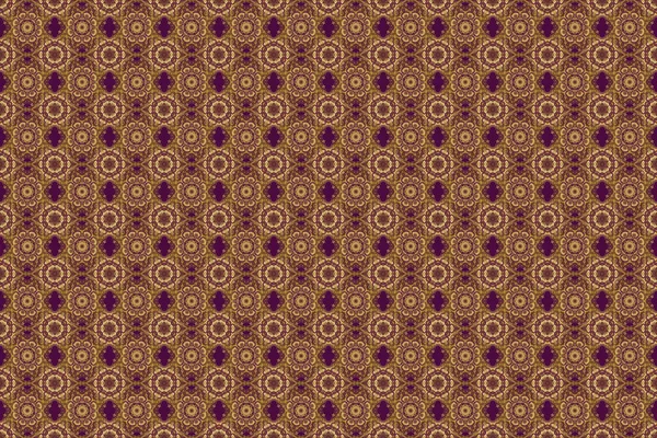 Raster Illustration Vintage Ornament Simple Seamless Pattern Gold Stars Purple — Stock Photo, Image