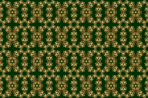 Ornate Golden Decor Fabric Traditional Arabic Ornament Golden Elements Green — Stock Photo, Image