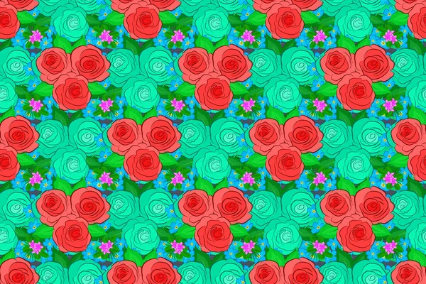 Beautiful Raster Seamless Pattern Decoration Design Exquisite Pattern Rose Flowers — Stock Photo, Image
