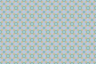 Tekstil, kapak, imalat, duvar kağıtları, baskı, hediye paketi ve yapıştırma kitabı için Raster çiçekleri. Gri, beyaz ve mavi renkli küçük çiçeklerin kusursuz şirin deseni.