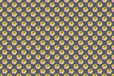 Raster Cosmos çiçek desenini tekrarlıyor. Pembe, yeşil ve gri renklerde, çiçeksiz modern aromalı desen. Çiçek izi.