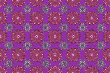 Raster illüstrasyonu. Parlayan Çok Renkli Elementlerle Zarif Noel Arkaplanı. Menekşe arkaplanda çok renkli, pürüzsüz desen.