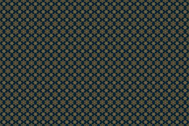 Mavi arka planda kusursuz raster altın elementler deseni.