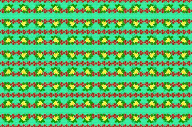 Yeşil arka planda çiçek süslemesinin kusursuz dokusu. Plumeria çiçekleriyle optik yanılsama. Resimler iç tasarım, baskı, web ve tekstil tasarımı için iyidir.