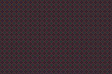 Raster illüstrasyonu. Eflatun, kırmızı ve yeşil renklerde kusursuz soyut kabile deseni. El yapımı etnik doku, hayal gücünün uçuşu..