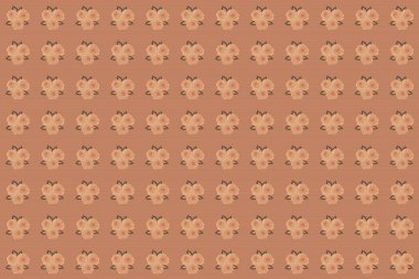 Soyut İngiliz gülleri, botanik doğal turuncu, bej ve kahverengi dikişsiz gül desenli klasik suluboya raster düğün davetiyesi..