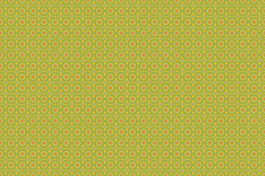 Yeşil ve turuncu soyut süs, soyut dekoratif elementlerin pürüzsüz deseni.