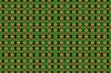 Çiçek ve yaprakların mavi, yeşil ve kahverengi renkte olduğu pürüzsüz çiçek deseni..