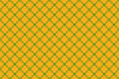 Sarı arka planda kusursuz el çizimi çiçek deseni.