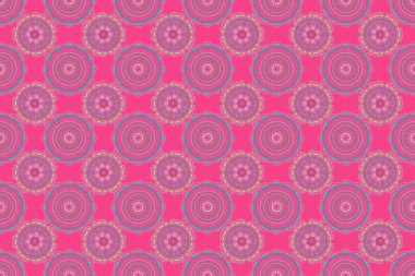 Soyut süslemeli kraliyet duvar kâğıdı. Raster tarzı bir süs. Damask pürüzsüz deseni pembe ve bej renklerde.