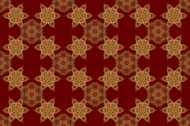 Kırmızı arka planda altın desen. Soyut raster elementleri ile lüks altın pürüzsüz desen.