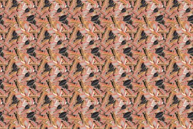 Geleneksel raster gotik damask arka planı. Turuncu, bej ve pembe arkaplansız çiçek süsleme deseni. Tebrik kartı, sunum veya düğün davetiyeleri için soyut arabesk arkaplanı.