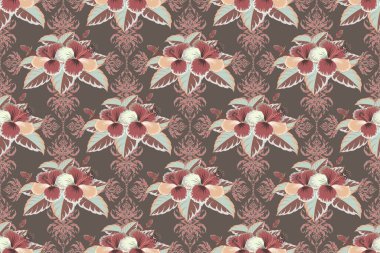 Soyut klasik kusursuz desen. Klasik çiçek süsü..