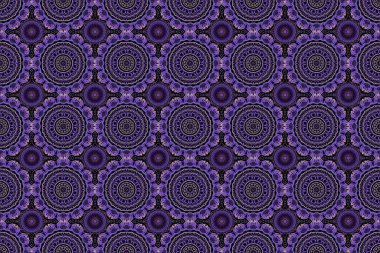 Mor ve mor elementler, bukleler ve süslerle kusursuz desen. Raster doğu tarzı arabesk.
