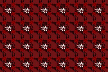 Siyah, kahverengi ve kırmızı renklerde çiçeklerin kusursuz dokusu. Plumeria çiçekleriyle optik yanılsama. Raster illüstrasyonu iç tasarım, baskı, web ve tekstil tasarımı için iyidir..