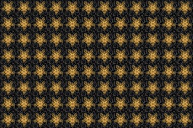 Sanat, yuvarlak, siyah arka planda izole edilmiş altın gradyanı olan renkli bir süs. Süslü, doğu mandala ile altın hatları ile.