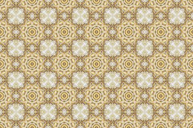 Klasik İspanyol kumaşı süsü. Altın ve gri renklerde kusursuz çiçek seramikleri..