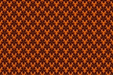 Kırmızı, turuncu ve kahverengi tekrarlayan elementlerle kusursuz soyut doku. Güzel iz. Zarif raster klasik kusursuz desen.