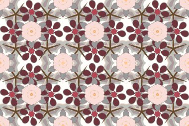 Raster illüstrasyonu. Gri, beyaz ve kahverengi renkte küçük bir çiçek. Küçük bir çiçekte hoş, pürüzsüz bir desen. Moda baskıları için zarif bir şablon.