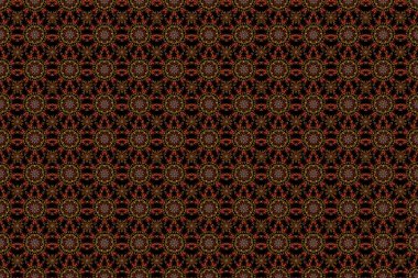 Siyah arka planda turuncu, kahverengi ve kırmızı doku. Grafiksel modern model. Kusursuz raster arka plan. Arap tarzında soyut desen.