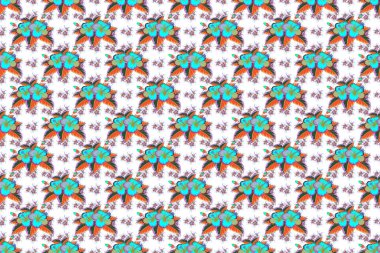 Geometrik yaprak süsü. Grafiksel modern model. Güzel bir arkaplan. Mavi ve yeşil renklerde kusursuz soyut çiçek deseni.