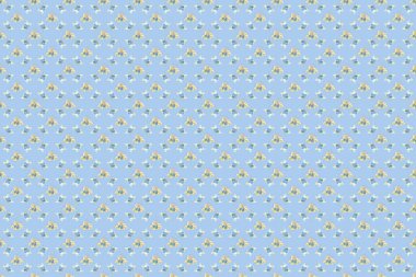 Raster illüstrasyonu. Gri, mavi ve yeşil amfibik desenleri var. Suluboya tarzında tropik çiçeklerle raster pürüzsüz desen.