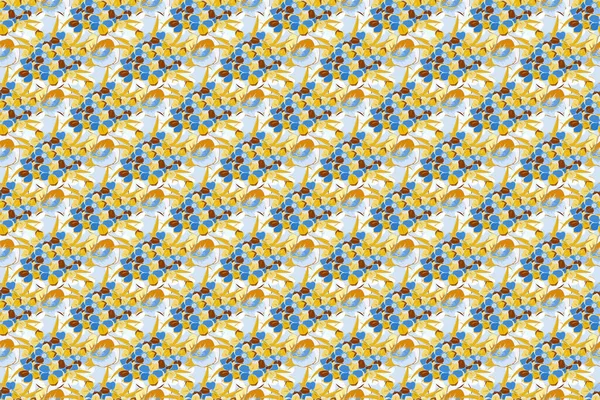디자인에 사용되는 아름다운 래스터 무늬입니다 파란색 노란색의 꽃들을 무미건조 기억하지 — 스톡 사진