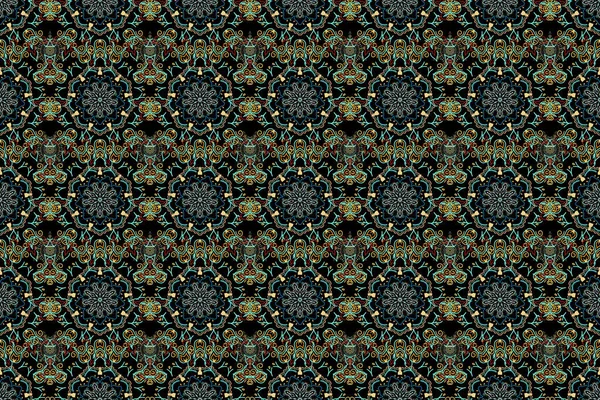 Distressed Damask Seamless Pattern Background Tile Raster Seamless Ornament Green — Stock Photo, Image