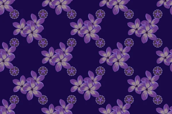 Seamless Floral Pattern Stylized Plumeria Flowers Violet Purple Blue Colors — Stock Photo, Image