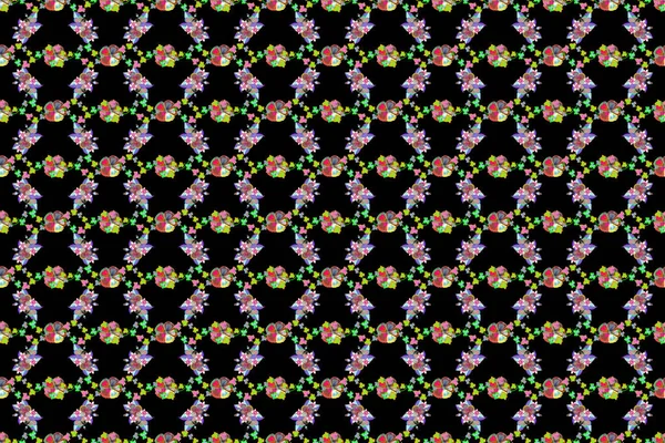 Abstracte Rasterachtergrond Bloemen Naadloos Patroon Met Bloeiende Bloemen Bladeren Roze — Stockfoto