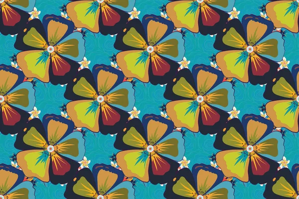 Raster Illustration Weicher Aquarell Kosmos Blumendruck Nahtloses Muster Orange Gelb — Stockfoto