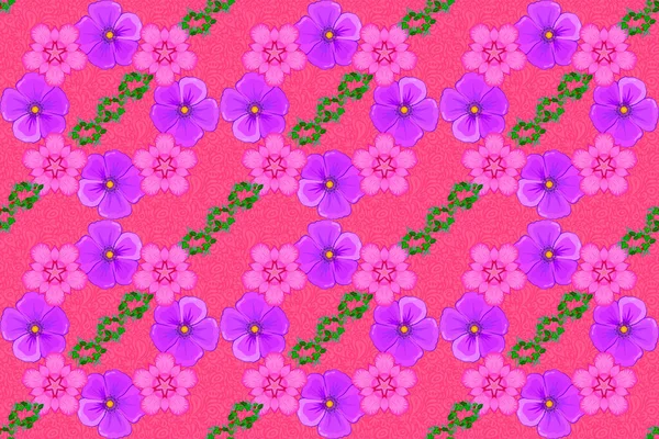 Aquarell Nahtloses Muster Mit Kosmos Blumen Trendy Print Rosa Violett — Stockfoto