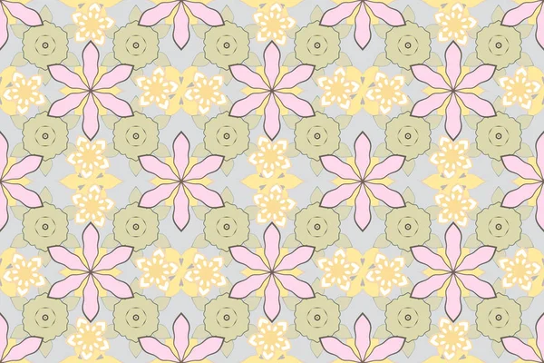 Ditsy Estilo Floral Colores Gris Amarillo Beige Plantilla Elegante Para —  Fotos de Stock