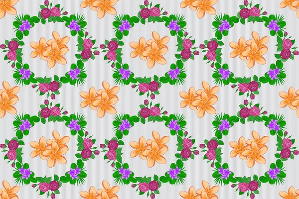Бесшовный Ручной Рисунок Растительного Оперения Цветочный Узор Серого Зеленого Бежевого — стоковое фото