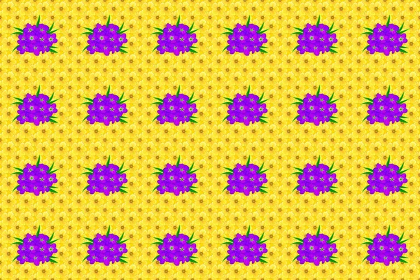 Vintage Seamless Pattern Yellow Background Hand Written Raster Cosmos Flowers — Stock Photo, Image