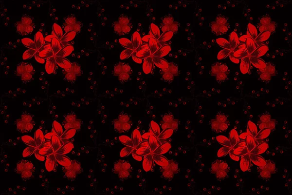 Nahtloses Blumenmuster Mit Stilisierten Blüten Den Farben Rot Braun Und — Stockfoto