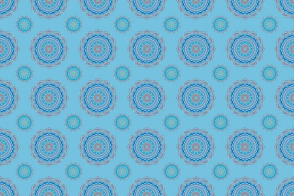 Multicolor Ornament Nahtlose Muster Mehrfarbiger Rasterdruck Auf Blauem Hintergrund Für — Stockfoto
