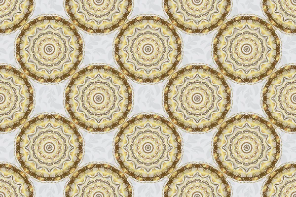 Luxury gold seamless pattern with stars. Raster gold star pattern, star decorations, golden grid on a gray background.