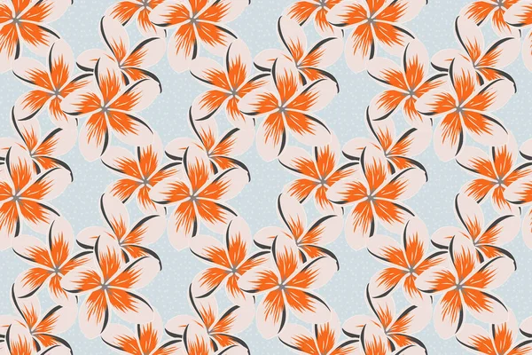 Растровый Безрамный Узор Фоне Стилизованными Цветками Листьями Плюмажа Оранжевого Бежевого — стоковое фото