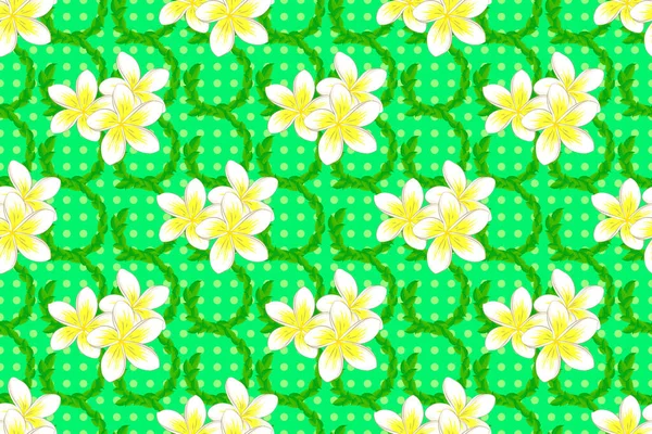 Motley Illustration Spring Floral Background Small Colorful Flowers Green Bbackground — Stock Photo, Image