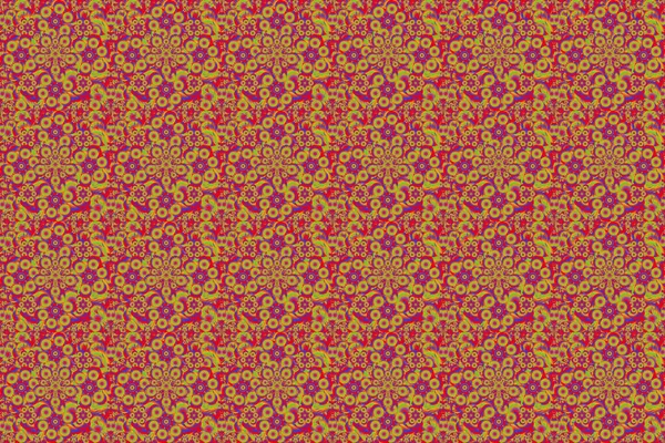 Seamless Background Grunge Style Orange Red Yellow Damask Paisley Wallpaper — Stock Photo, Image