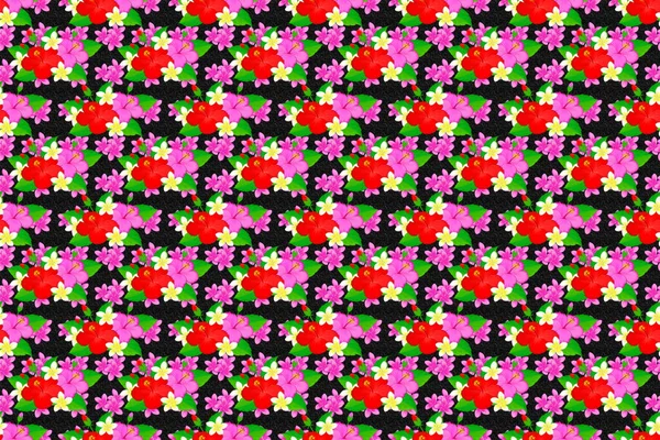 Bloemenprint Herhaling Van Raster Hibiscus Bloemen Patroon Modern Bonte Bloemige — Stockfoto