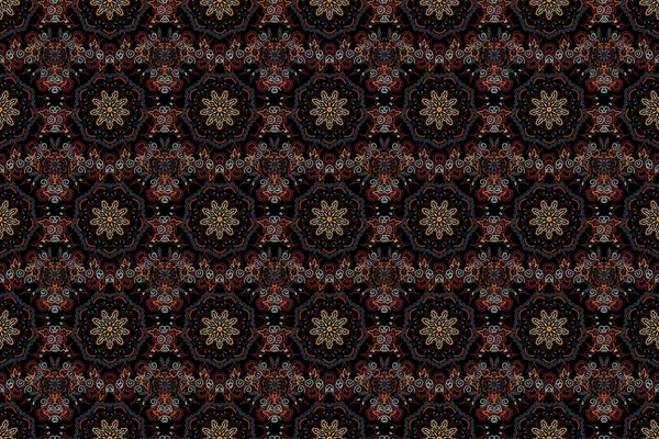 Raster seamless pattern with snowflakes on black background. Snowflakes pattern.