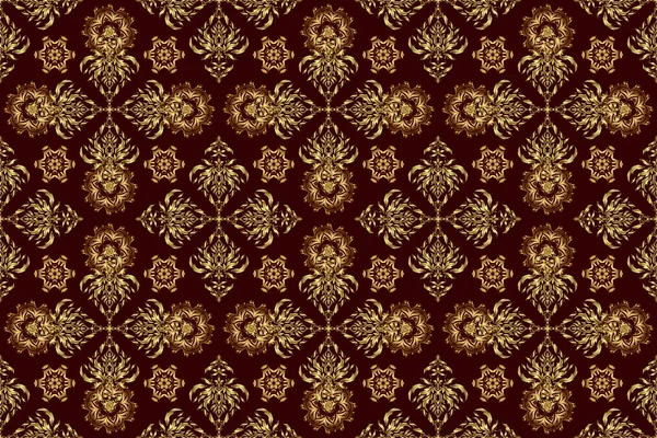 Vintage Design Gold Ornaments Abstract Raster Seamless Pattern Golden Ornaments — Stock Photo, Image