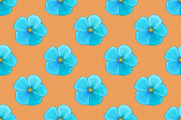 Raszter Illusztráció Zökkenőmentes Virágminta Aranyos Kozmosz Virágok Sárga Narancs Kék — Stock Fotó